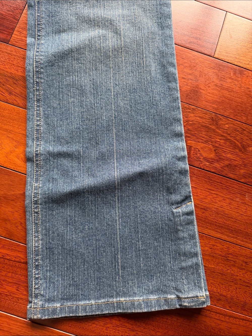 LOFT Blue Flare Jeans with Patterned Waist Scarf Embroidered back Pockets - Picture 3 of 10